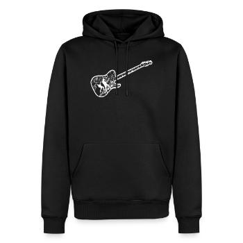 Guitarist plays electric guitar - Men’s Premium Organic Hoodie - black - Front - Nico (187cm)