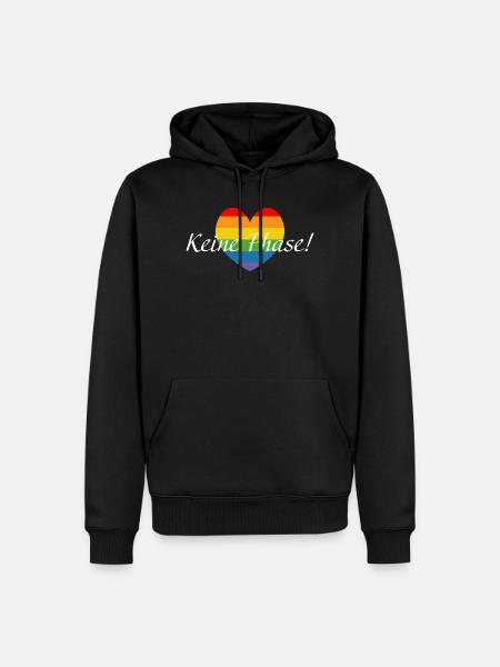 Regenbogenherzchen LGBTQ Keine Phase - Männer Premium Bio Hoodie - Schwarz