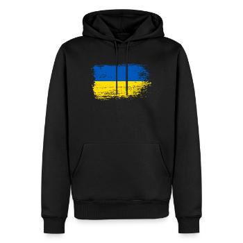 Hinweis Pinselstrich Ukraine - Männer Premium Bio Hoodie - Schwarz - Vorne - Nico (187cm)
