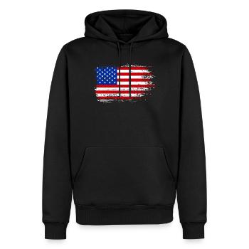 Pinselstrich Amerikanische Flagge - Männer Premium Bio Hoodie - Schwarz - Vorne - Nico (187cm)