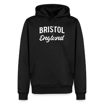 Bristol England Vintage Schrift - Männer Premium Bio Hoodie - Schwarz - Vorne - Nico (187cm)
