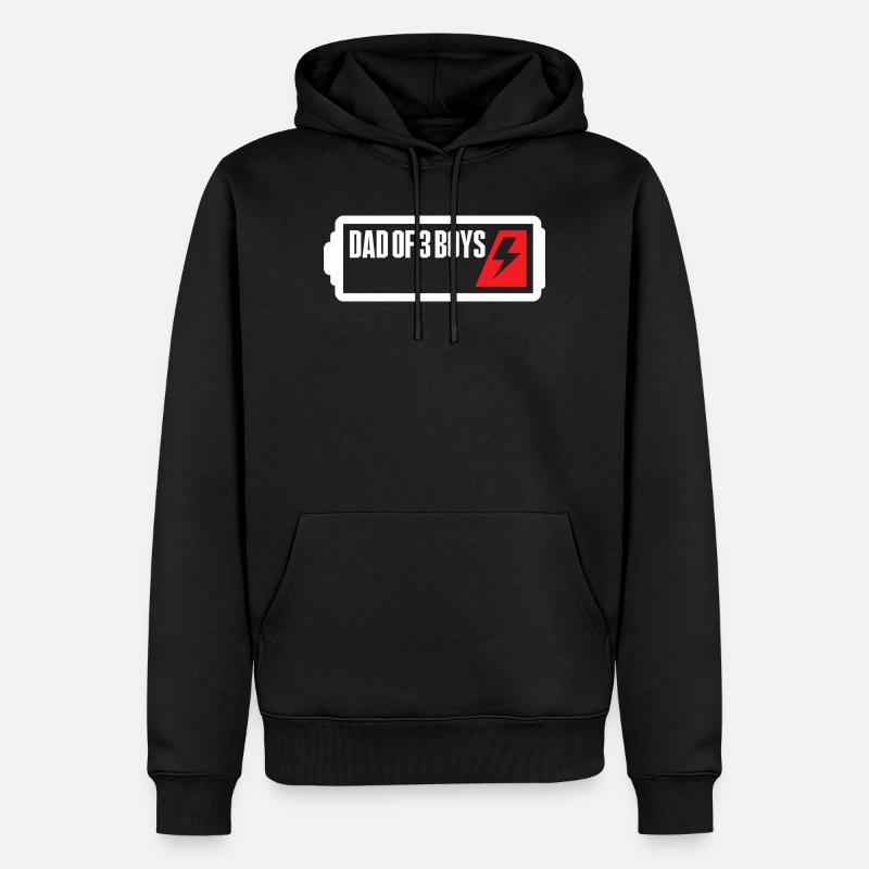Père de 3 garçons - Sweat à capuche Premium bio Homme - noir
