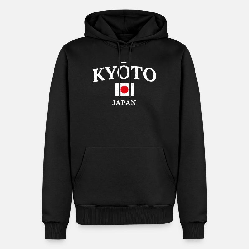 Typographie du drapeau du Japon de Kyoto - Sweat à capuche Premium bio Homme - noir