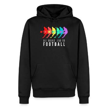 Alle Wege führen zum Fußball - Männer Premium Bio Hoodie - Schwarz - Vorne - Nico (187cm)