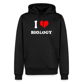 J’adore la biologie - Sweat à capuche Premium bio Homme - noir - Devant - Nico (187cm)