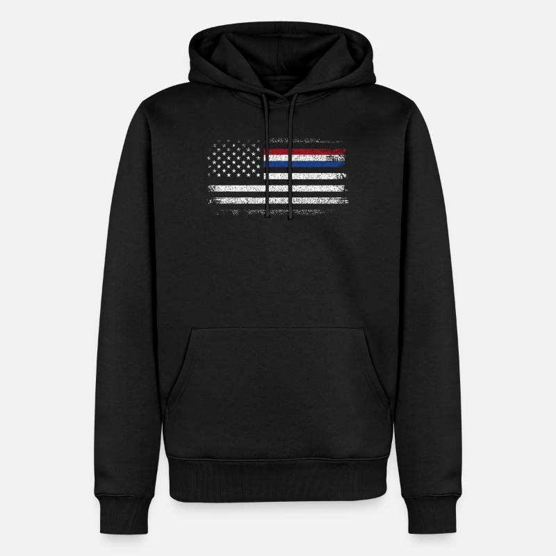 Drapeau américain robuste avec accent bleu - Sweat à capuche Premium bio Homme - noir
