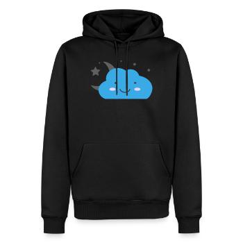 Nuage kawaii et ciel étoilé - Sweat à capuche Premium bio Homme - noir - Devant - Nico (187cm)