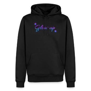 Glow up - Men’s Premium Organic Hoodie - black - Front - Nico (187cm)