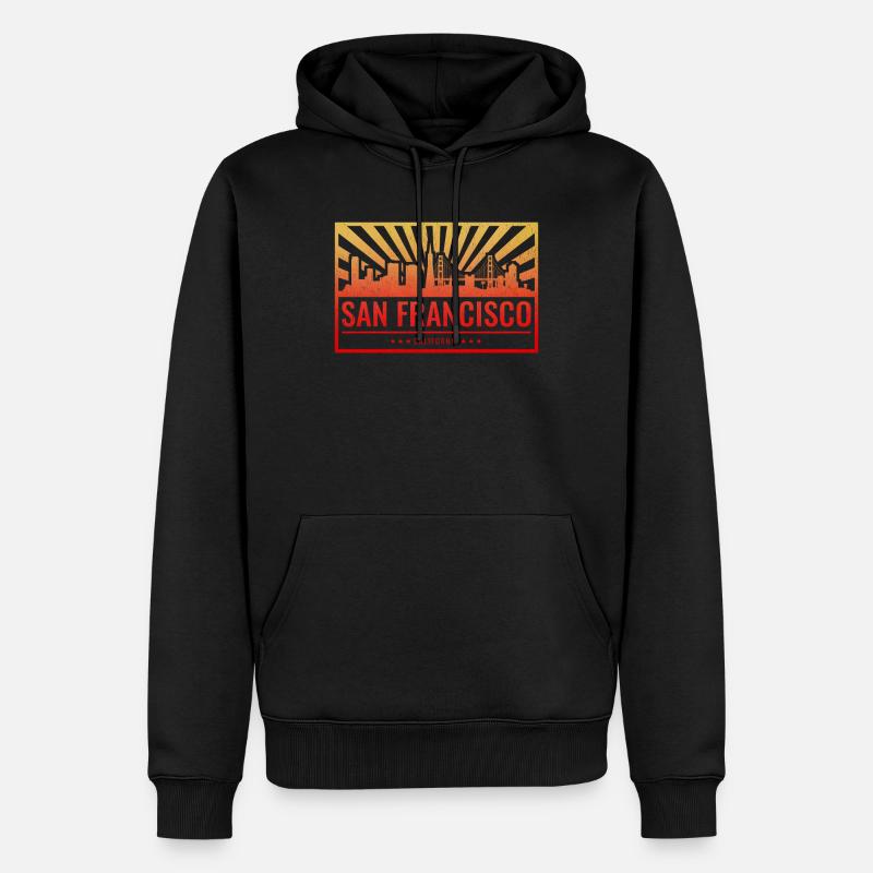 San Francisco Skyline Gradient - Männer Premium Bio Hoodie - Schwarz