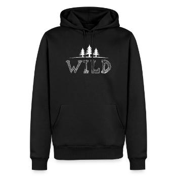 Wild Wilderness Wilderness Survival Bushcraft Icon Arbres - Sweat à capuche Premium bio Homme - noir - Devant - Nico (187cm)