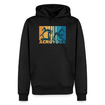 Yoga Acroyoga Partneryoga Vintage Design - Männer Premium Bio Hoodie - Schwarz - Vorne - Nico (187cm)