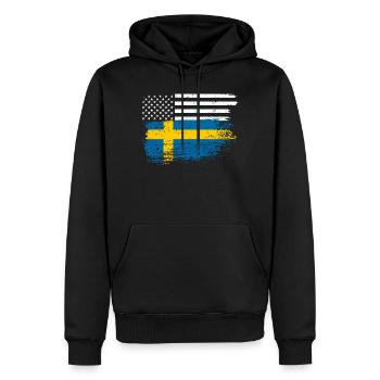 Flagge Fusion: US Nordic Brush - Männer Premium Bio Hoodie - Schwarz - Vorne - Nico (187cm)