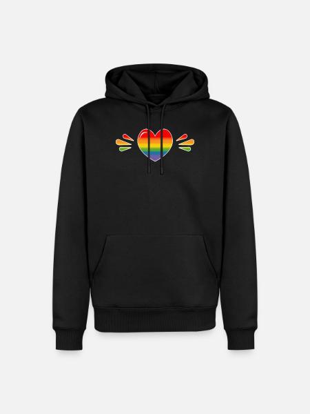 Rainbow Sparkling heart BLACK SHIRT - Men’s Premium Organic Hoodie - black