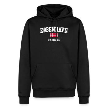 Drapeau du Danemark avec une arche en gras - Sweat à capuche Premium bio Homme - noir - Devant - Nico (187cm)