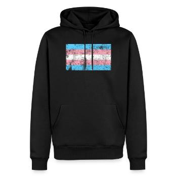 Drapeau transgenre Grunge Vintage Rétro - Sweat à capuche Premium bio Homme - noir - Devant - Nico (187cm)