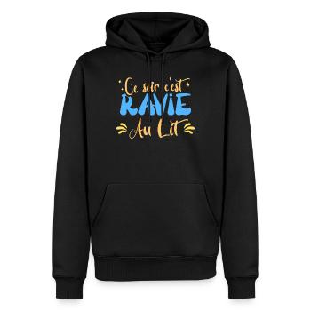 Ce soir c'est ravie au lit humour blague mariage - Sweat à capuche Premium bio Homme - noir - Devant - Nico (187cm)