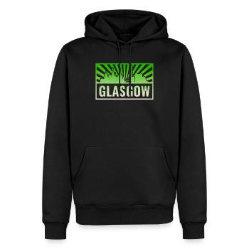 Glasgow Skyline Grunge Green - Men’s Premium Organic Hoodie - black - Front - Nico (187cm)
