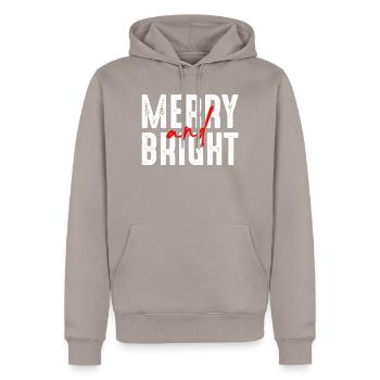 Scénario de Noël joyeux et lumineux - Sweat à capuche Premium bio Homme - taupe - Devant - Nico (187cm)