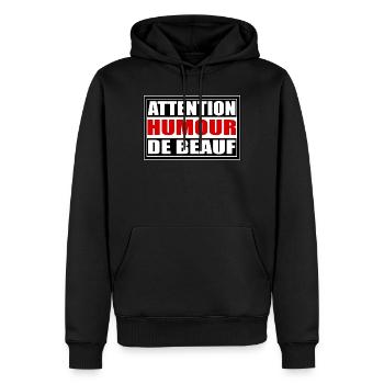Attention humour de beauf - Sweat à capuche Premium bio Homme - noir - Devant - Nico (187cm)