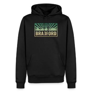 Bradford Skyline Silhouette - Männer Premium Bio Hoodie - Schwarz - Vorne - Nico (187cm)