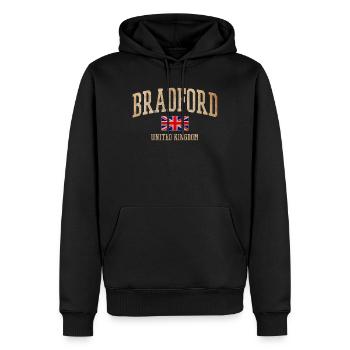 Bradford UK Vintage Banner - Männer Premium Bio Hoodie - Schwarz - Vorne - Nico (187cm)
