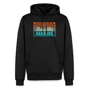 Hamburg Skyline Gradient - Männer Premium Bio Hoodie - Schwarz - Vorne - Nico (187cm)