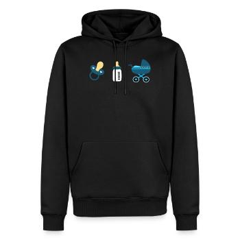 Baby Geburt 2025 Geschenk Geschenkidee - Männer Premium Bio Hoodie - Schwarz - Vorne - Nico (187cm)