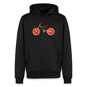 Fahrrad rot Granatapfel Radfahrer Fahrrad fahren - Männer Premium Bio Hoodie - Schwarz - Vorne - Nico (187cm)