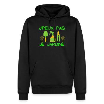 jardiner, jardinage, fan de jardinage - Sweat à capuche Premium bio Homme - noir - Devant - Nico (187cm)
