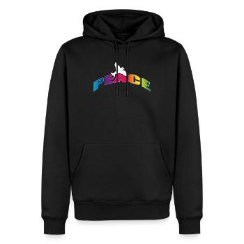 Peace mit Taube Regenbogenfarben - Männer Premium Bio Hoodie - Schwarz - Vorne - Nico (187cm)