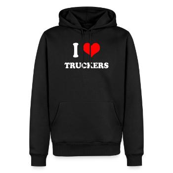 J'adore les camionneurs - Sweat à capuche Premium bio Homme - noir - Devant - Nico (187cm)