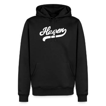 Hagen Retro - Männer Premium Bio Hoodie - Schwarz - Vorne - Nico (187cm)