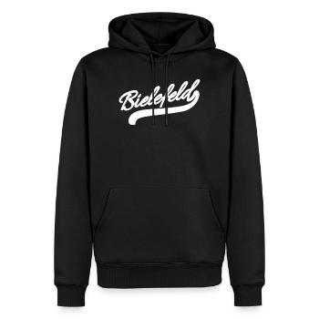 Bielefeld Rétro - Sweat à capuche Premium bio Homme - noir - Devant - Nico (187cm)