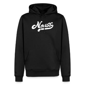 Neuss Retro - Männer Premium Bio Hoodie - Schwarz - Vorne - Nico (187cm)