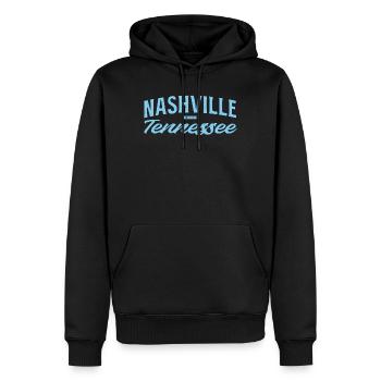 Nashville Script Blau - Männer Premium Bio Hoodie - Schwarz - Vorne - Nico (187cm)