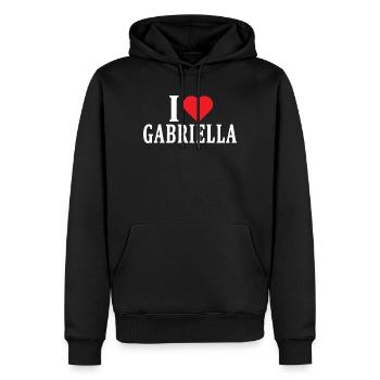 t-shirt J’aime Gabriella idée cadeau t-shirt - Sweat à capuche Premium bio Homme - noir - Devant - Nico (187cm)