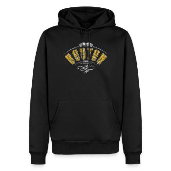Boston Grunge-Effekt - Männer Premium Bio Hoodie - Schwarz - Vorne - Nico (187cm)