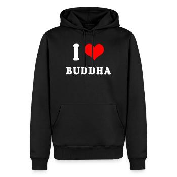 J'adore Bouddha - Sweat à capuche Premium bio Homme - noir - Devant - Nico (187cm)