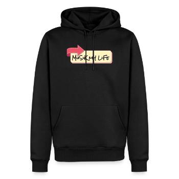Musik Mein Leben Schriftzug - Männer Premium Bio Hoodie - Schwarz - Vorne - Nico (187cm)