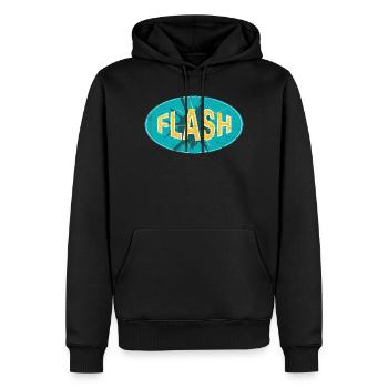 FLASH EMBLEM - Männer Premium Bio Hoodie - Schwarz - Vorne - Nico (187cm)