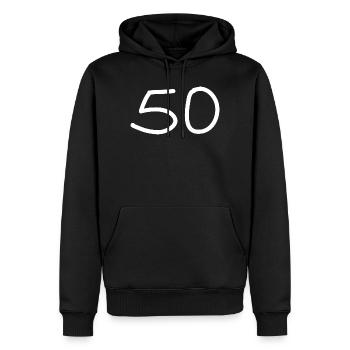 50.Geburtstag fünfzig Zahl weiß - Männer Premium Bio Hoodie - Schwarz - Vorne - Nico (187cm)