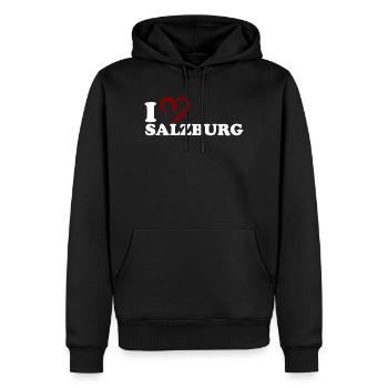 J’adore Salzbourg - Sweat à capuche Premium bio Homme - noir - Devant - Nico (187cm)