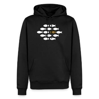 Les poissons de Cornouailles nagent chacun de leur côté - Sweat à capuche Premium bio Homme - noir - Devant - Nico (187cm)