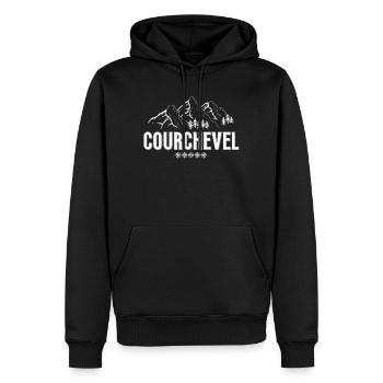 Courchevel, Savoie, station de ski - Sweat à capuche Premium bio Homme - noir - Devant - Nico (187cm)