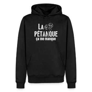 pétanque, bouliste, fan de pétanque - Sweat à capuche Premium bio Homme - noir - Devant - Nico (187cm)