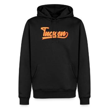 Tucson Retro Schriftzug - Männer Premium Bio Hoodie - Schwarz - Vorne - Nico (187cm)