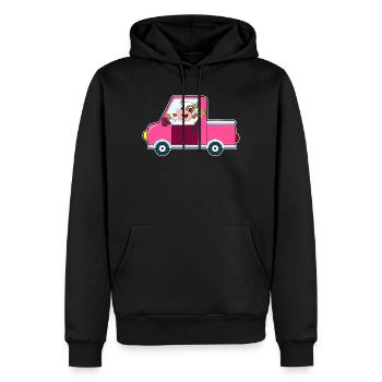 Voiture de vache - Sweat à capuche Premium bio Homme - noir - Devant - Nico (187cm)