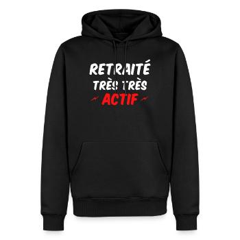 Retraite et Activité Dinamique - Sweat à capuche Premium bio Homme - noir - Devant - Nico (187cm)