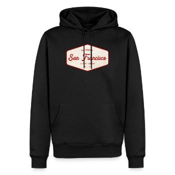 Enseigne vintage de San Francisco - Sweat à capuche Premium bio Homme - noir - Devant - Nico (187cm)