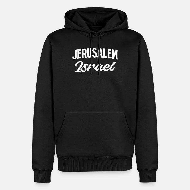 Jerusalem Israel Script Stil - Männer Premium Bio Hoodie - Schwarz